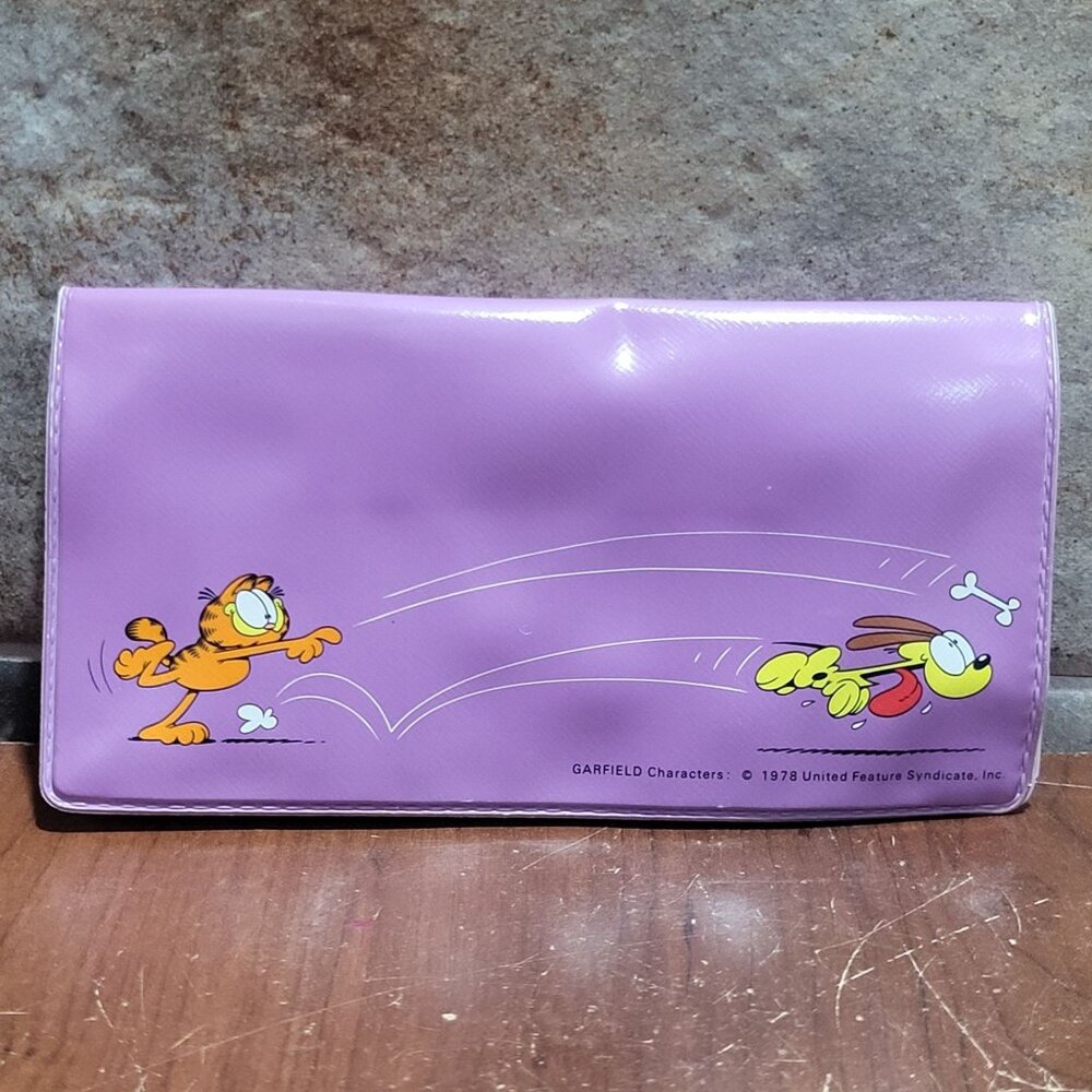 Vintage Purple Garfield and Odie Checkbook Cover